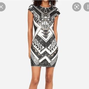 Express Geometric Body-con Sequin Dress